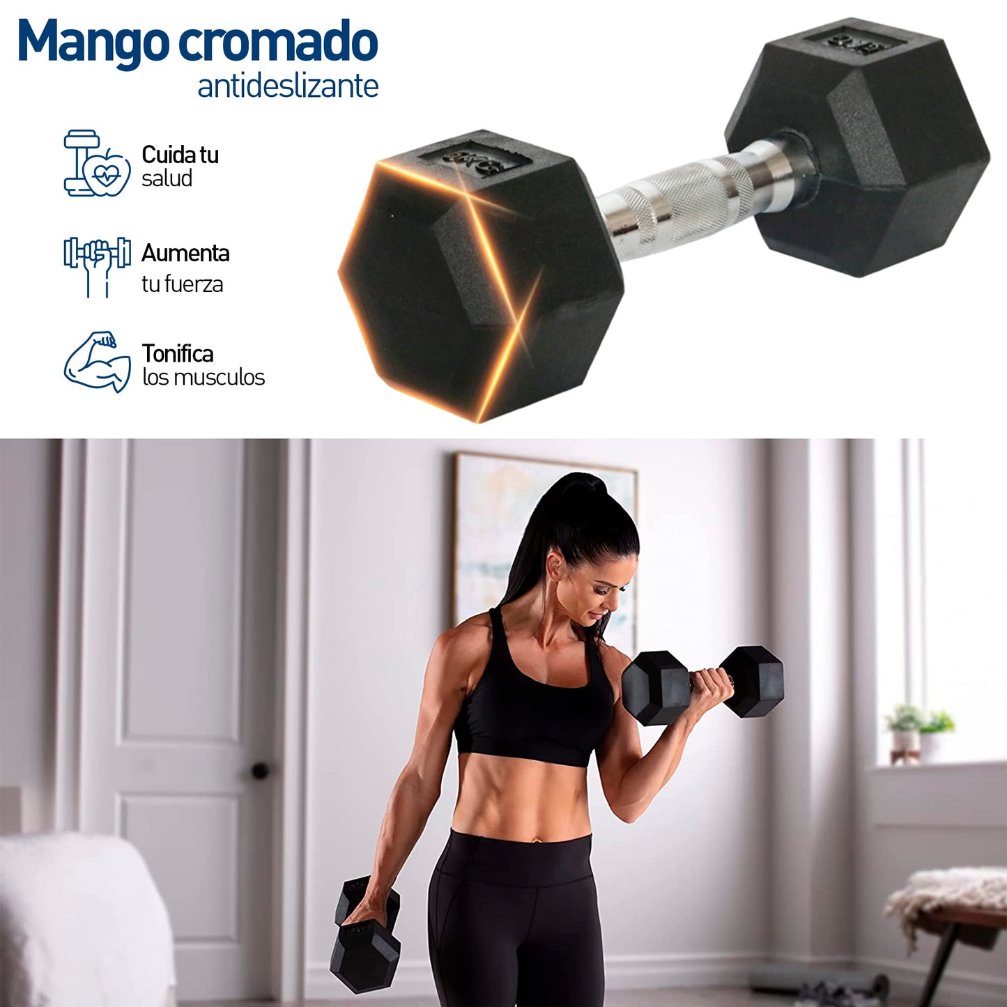 Bluelander Kit de Mancuernas, Juego de Pesas Para Ejercicio En Casa, Kit de Pesas para Ejercicio, Cubierta de Caucho, Mango de Acero Moleteado, Mancuernas 5,10,15, 20, 25 Lbs