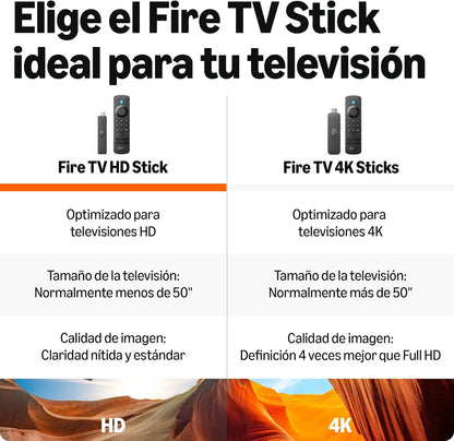 Amazon Fire TV Stick HD (modelo más reciente): Control remoto por voz Alexa que recibe alimentación a través de la televisión y se configura fácilmente